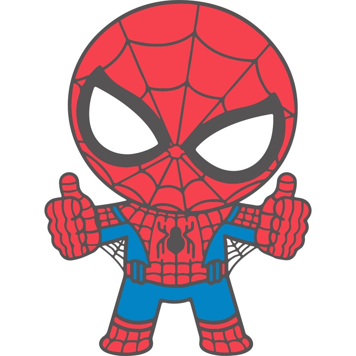 Sticker Adeziv Cu Spiderman Aventuri cu Superputeri, Prietenie si Joaca Plina de Curaj, Magie si Distractie, cu Margini Albe, PVC Vinyl 90CM