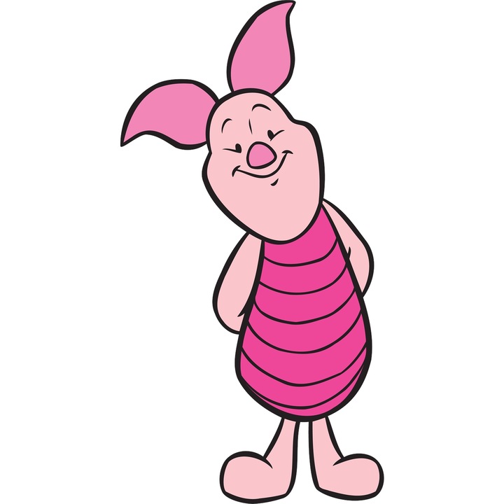 Sticker Adeziv Cu Piglet Micile Aventuri, Curaj si Prietenie Neinfricata, Joaca si Magie, cu Margini Albe, PVC Vinyl 90CM