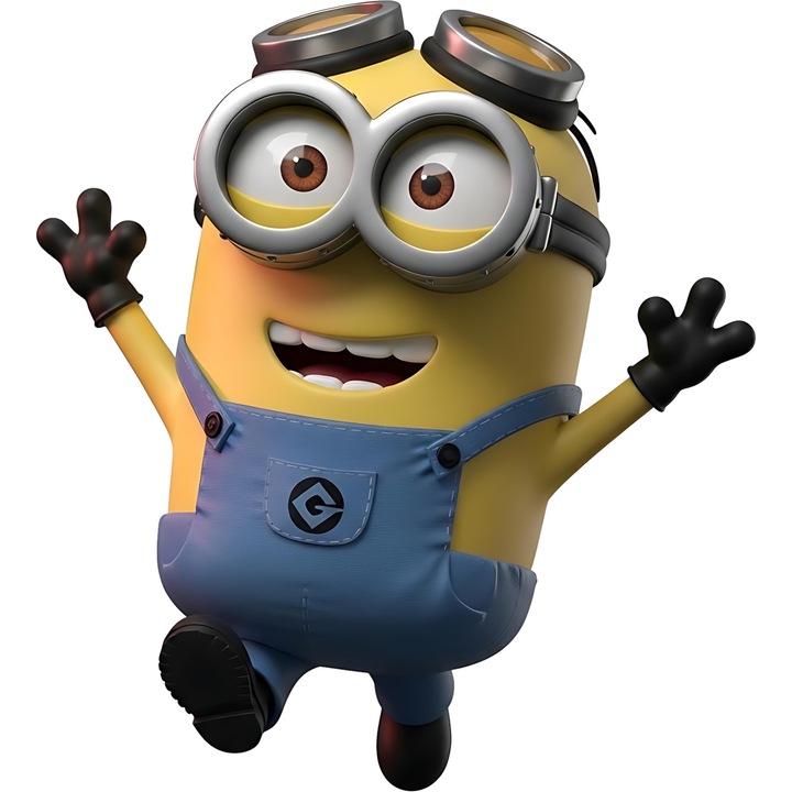 Sticker Adeziv Cu Minion Curcubeu De Prieteni, Aventura si Bucurie Pufosa, Joaca si Rasete, cu Margini Albe, PVC Vinyl 10CM