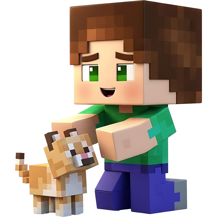 Sticker Adeziv Cu Minecraft – Cufarul Pixelat – Prietenie, Aventura si Emotie, cu Margini Albe, PVC Vinyl 90CM