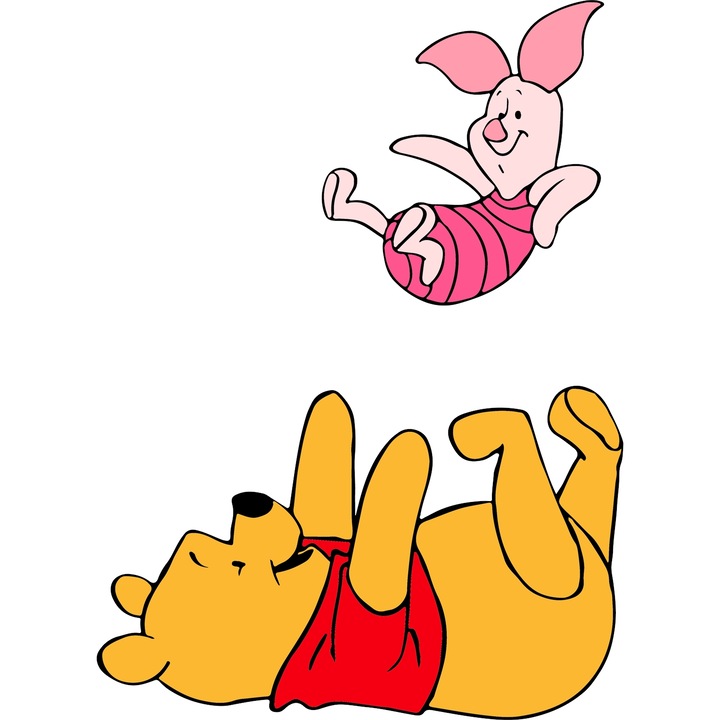 Sticker Adeziv Cu Winnie Povesti Fermecate si Aventuri Joaca Prietenie Zambete Curaj, cu Margini Albe, PVC Vinyl 90CM