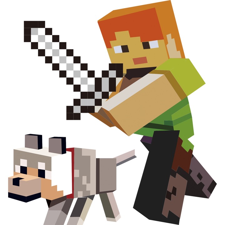 Sticker Adeziv Cu Minecraft – Creeper Aventuros Vesel – Aventura, Distractie si Copii, cu Margini Albe, PVC Vinyl 90CM
