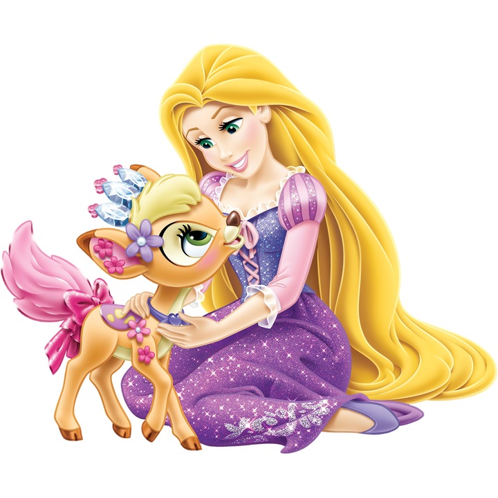 Sticker Adeziv Cu Rapunzel Magie si Libertate, Aventura si Prietenie Luminoasa, Curaj si Distractie, cu Margini Albe, PVC Vinyl 90CM