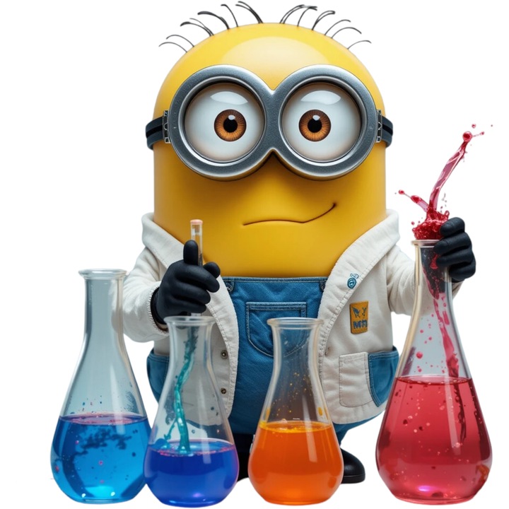 Sticker Adeziv Cu Minion Oraselul Cu Bule Galbene, Veselie si Aventura, cu Margini Albe, PVC Vinyl 10CM