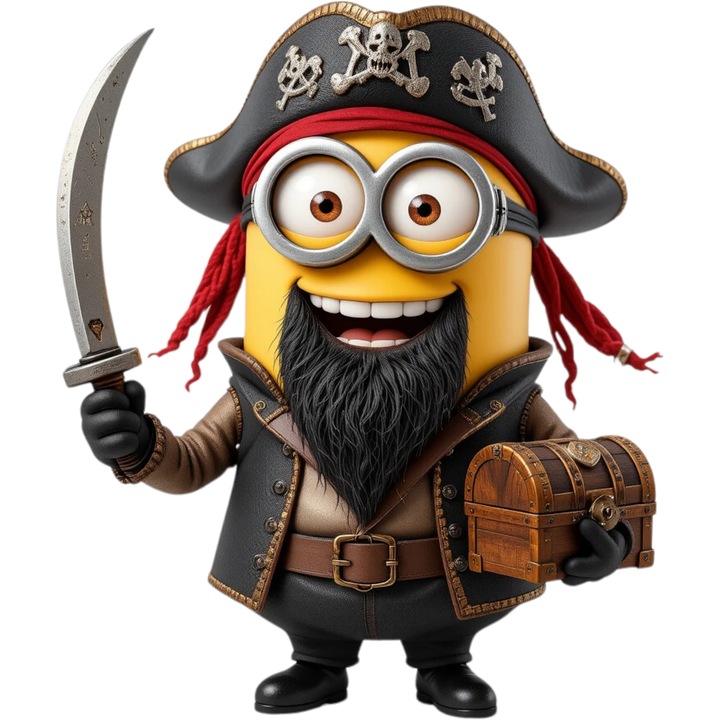 Sticker Adeziv Cu Minion Surpriza Din Palaria Nebuna, Magie si Rasete, cu Margini Albe, PVC Vinyl 90CM