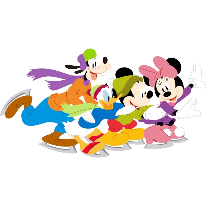 Sticker Adeziv Cu Mickey si Minnie – Inima Aventurii Roz – Aventura, Disney si Zambete, cu Margini Albe, PVC Vinyl 60CM