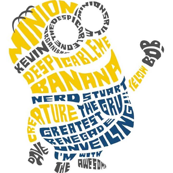 Sticker Adeziv Cu Minion Surprize Plutitoare, Joaca si Rasete Dulci, Prieteni si Aventura, cu Margini Albe, PVC Vinyl 90CM