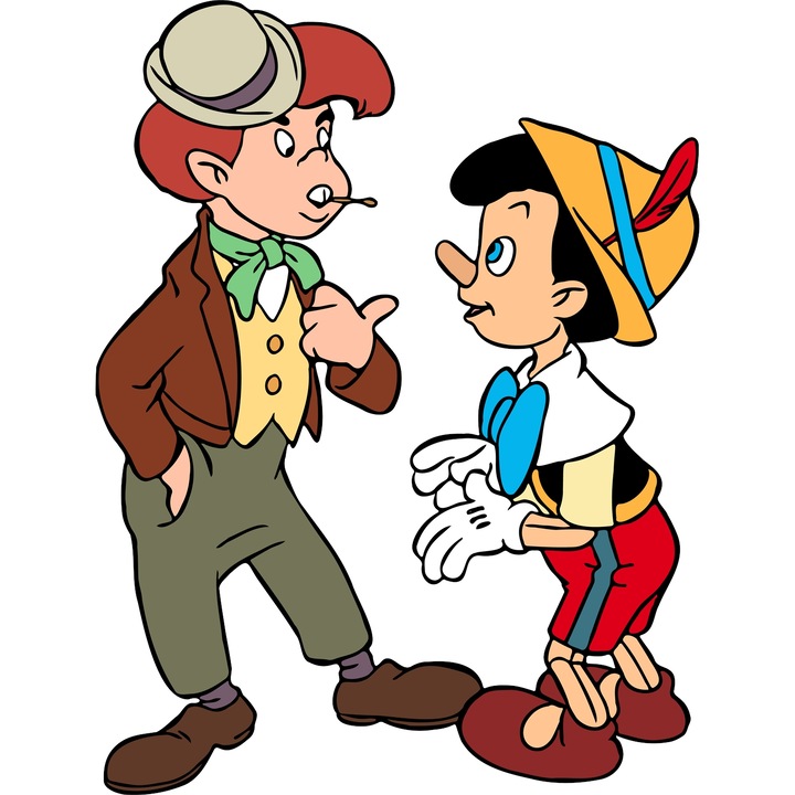 Sticker Adeziv Cu Pinocchio – Fluturi Veseli Sub Stele – Aventura, Copii si Magie, cu Margini Albe, PVC Vinyl 90CM