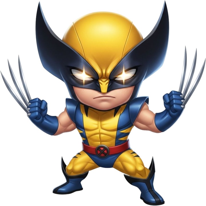 Sticker Adeziv Cu Wolverine – Zambet Curajos Sub Cerul Urban – Prietenie, Emotie si Distractie, cu Margini Albe, PVC Vinyl 10CM