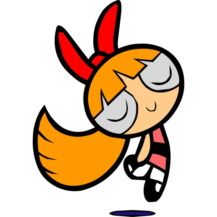 Sticker Adeziv Cu Blossom – Fetitele Powerpuff, Supereroina Iconica si Determinata, Cadou Original, cu Margini Albe, PVC Vinyl 90CM