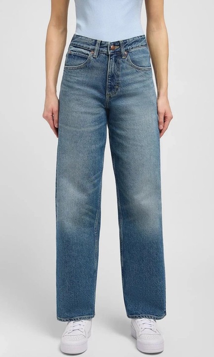 Blugi dama Lee RIDER LOOSE, talie inalta, albastru, bumbac, W31-L31 US