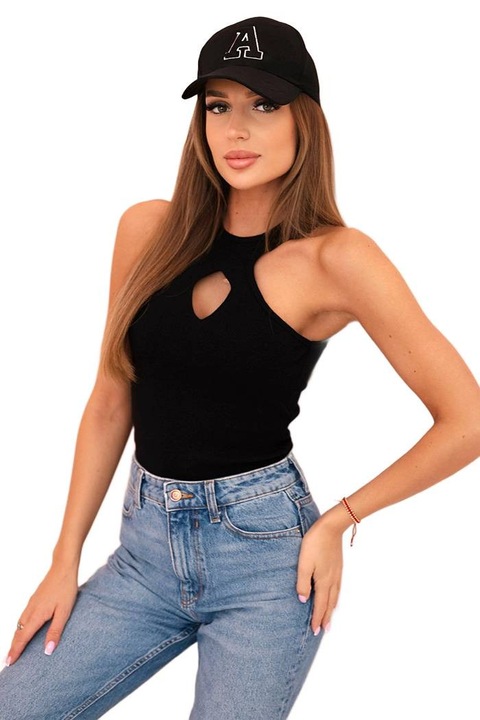 Дамски бански костюм Kesi, изрязан, декоративна катарама, черен, лек материал, един размер INTL