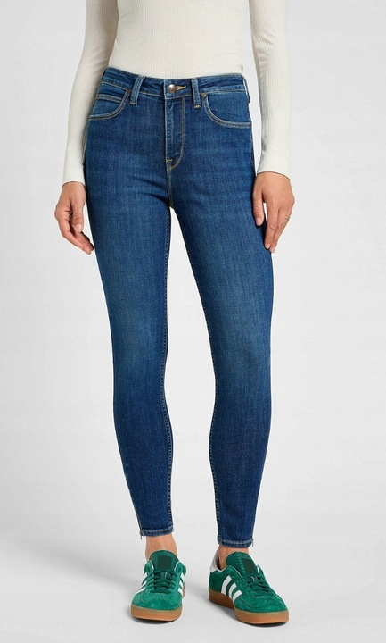 Blugi dama Lee albastru bumbac, Albastru