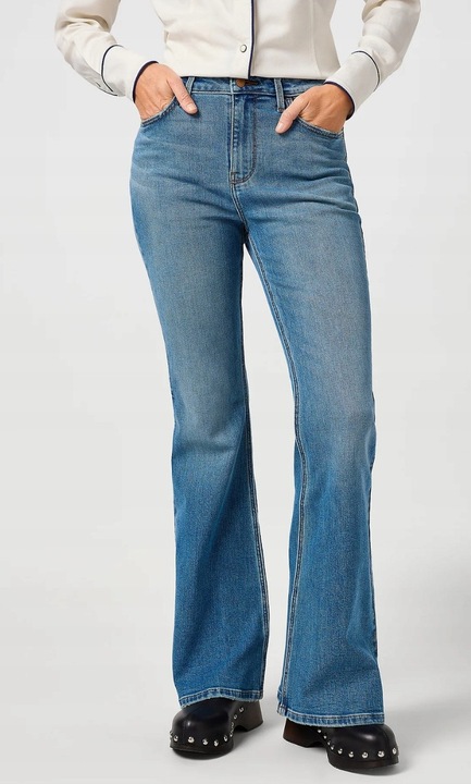 Blugi dama, Wrangler, FIERCE FLARE, evazati, albastru, bumbac, W29-L34 US