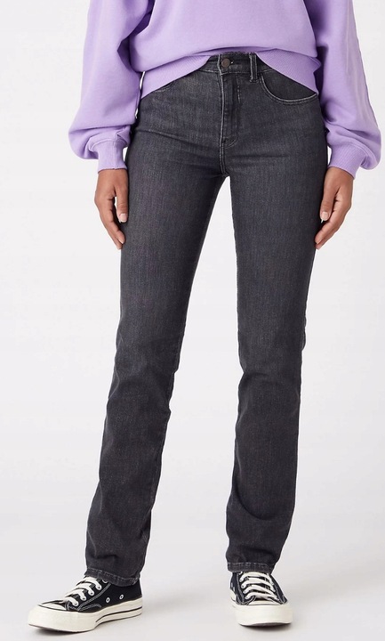 Blugi dama, Wrangler, slim fit, gri, bumbac, Gri