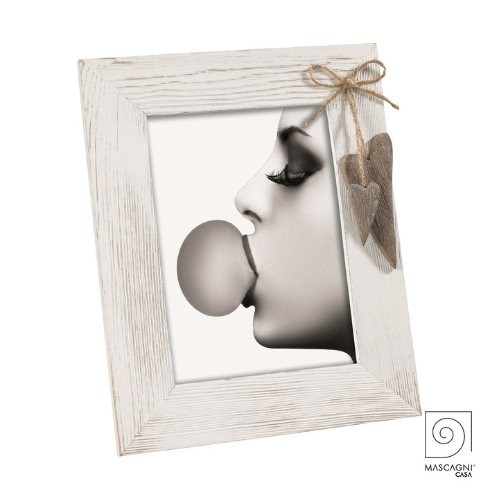 Klasszikus MASCAGNI képkeretek, 13x18cm, fehér, fa, rusztikus stílus, asztali készlet