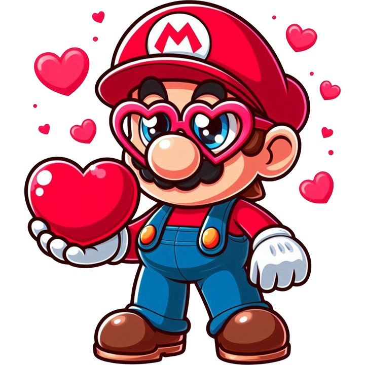 Sticker Adeziv Cu Mario – Aventura Colorata – Emotie, Prietenie si Curaj, cu Margini Albe, PVC Vinyl 90CM