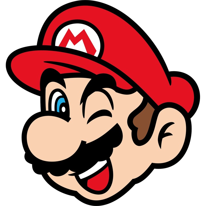 Sticker Adeziv Cu Mario – Inima Rozului – Prietenie, Aventura si Emotie, cu Margini Albe, PVC Vinyl 90CM