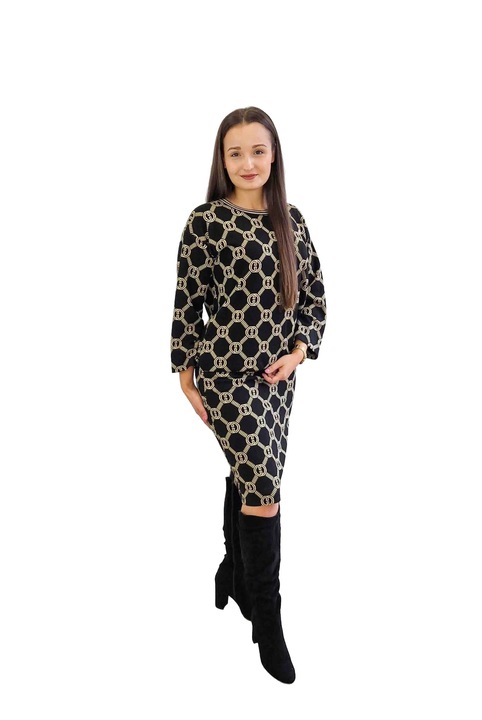 Compleu dama Nelino, Bluza si Fusta Midi, viscoza/poliester/elastan, bej, 38 EU