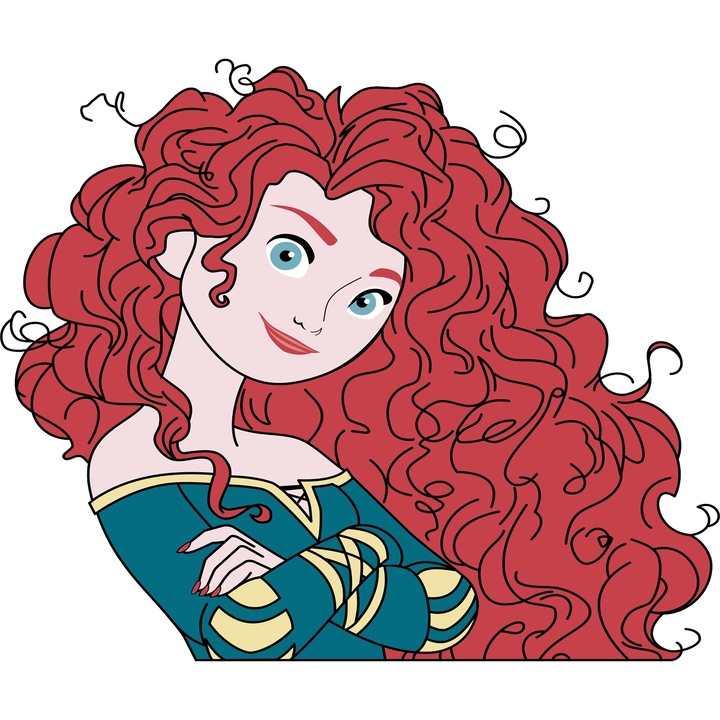 Sticker Adeziv Cu Merida – Zborul Vesel – Aventura, Magie si Curaj, cu Margini Albe, PVC Vinyl 90CM