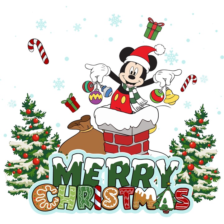 Sticker Adeziv Cu Mickey Mouse – Aventura Roz – Aventura, Emotie si Copii, cu Margini Albe, PVC Vinyl 90CM