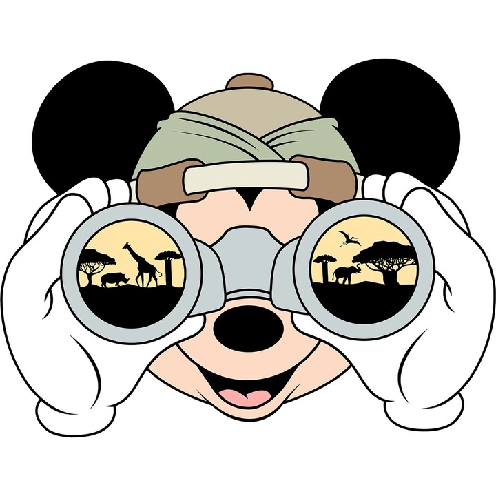 Sticker Adeziv Cu Mickey si Minnie – Fluturi si Magie – Aventura, Emotie si Curaj, cu Margini Albe, PVC Vinyl 90CM