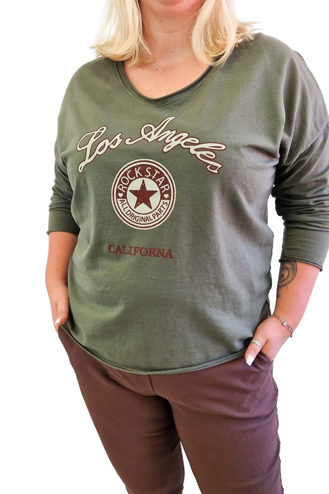 Bluza dama, Nelino, Bumbac/Elastan, Verde, One Size INTL