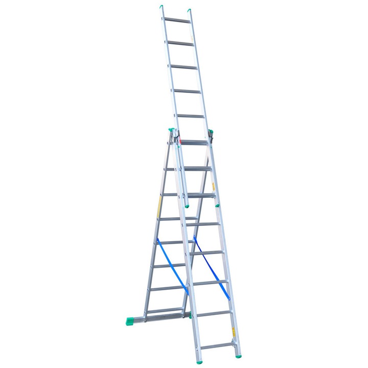 Scara de lucru, DRABEX, 3 elemente, 8+8+8 trepte, 5.05m, aluminiu, antiderapant