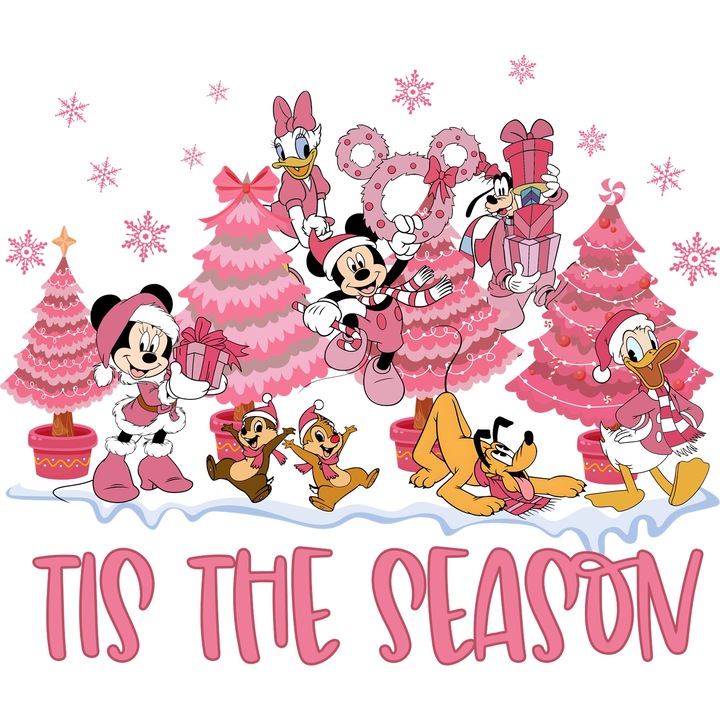 Sticker Adeziv Cu Mickey si Minnie – Fluturi Colorati Veseli – Prietenie, Disney si Zambete, cu Margini Albe, PVC Vinyl 28CM