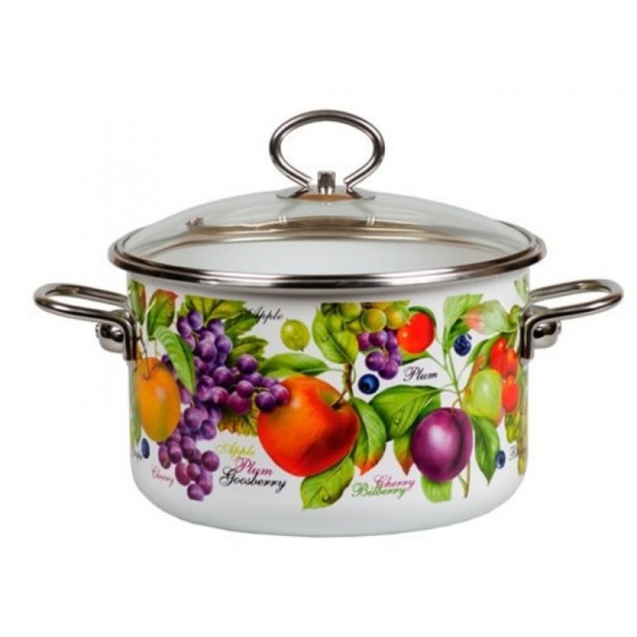 Cratita emailata, raki, 3 L, 20 cm, capac sticla