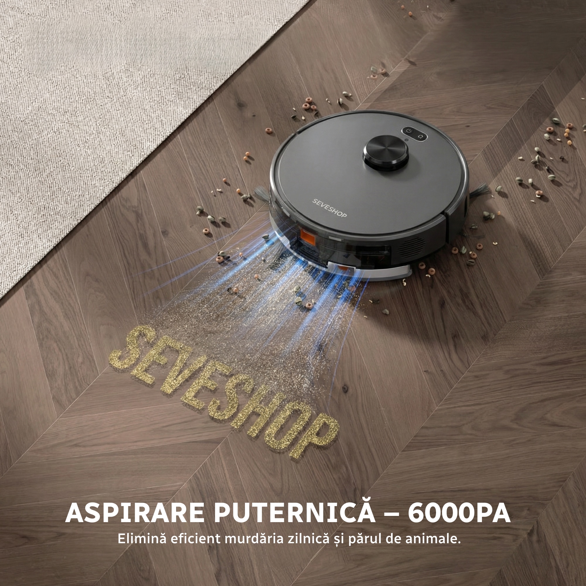 Aspirator Robot Teendow D65S Max, Navigatie LiDAR 360, Aspirare si Mop, Negru