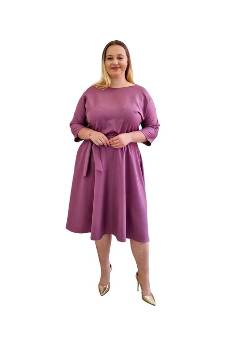 Rochie nelino evazata, decolteu in V, violet, 36 EU