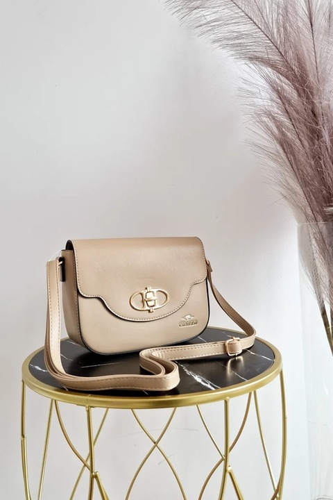 Elegáns kis táska arany zárral, NeliNo, karamell, 17x25x7cm