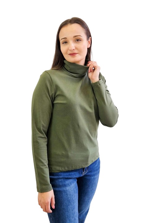 Bluza dama, Nelino, Bumbac/Elastan, Verde masliniu