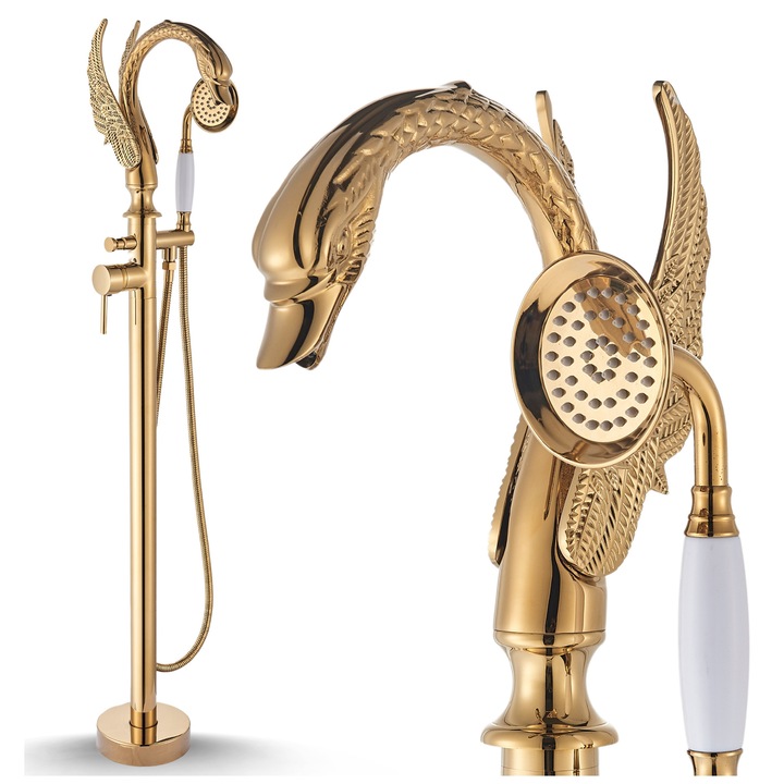 Baterie cada freestanding Ari Retro, montaj pardoseala, telefon, Bronz Antic