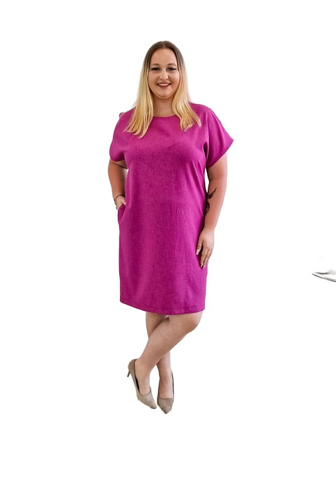 Rochie Nelino, Funda la Spate, Amarant, In si Viscoza, Amarant