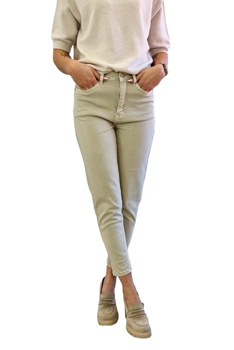 Női farmer, nelino, Mom fit, Bézs, Pamut/Elasztán