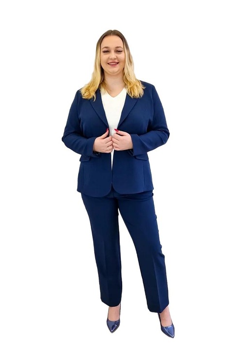 Costum Nelino albastru din materiale mixte, Albastru, 40