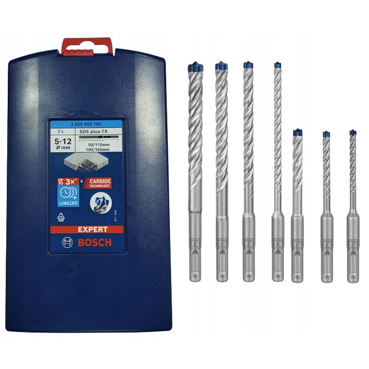 Set Burghie SDS+ 7X Bosch EXPERT 5-12mm pentru Beton Armat