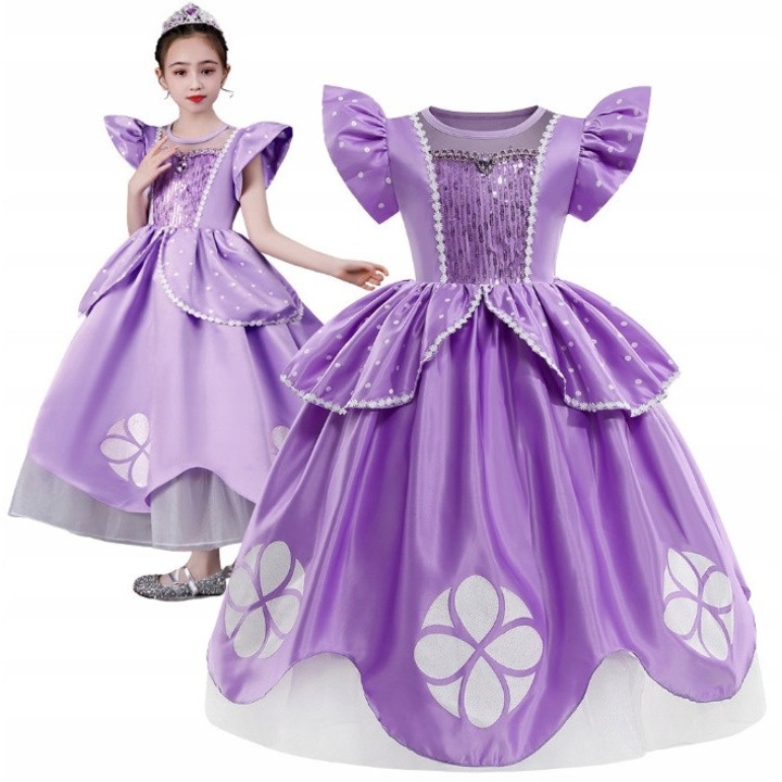 Costum Printesa Sofia, Rochie Bal Carnaval, Marime 134-140 cm
