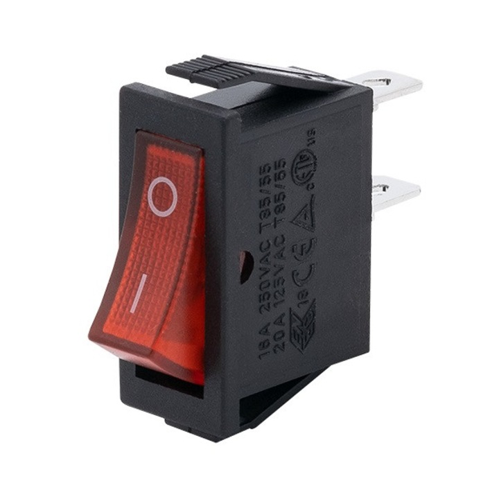 Comutator dublu mini cu iluminare, Volteo, 2 pozitii