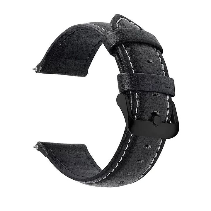 Garsonal okosóra szíj, természetes bőr, 22mm, fekete, állítható