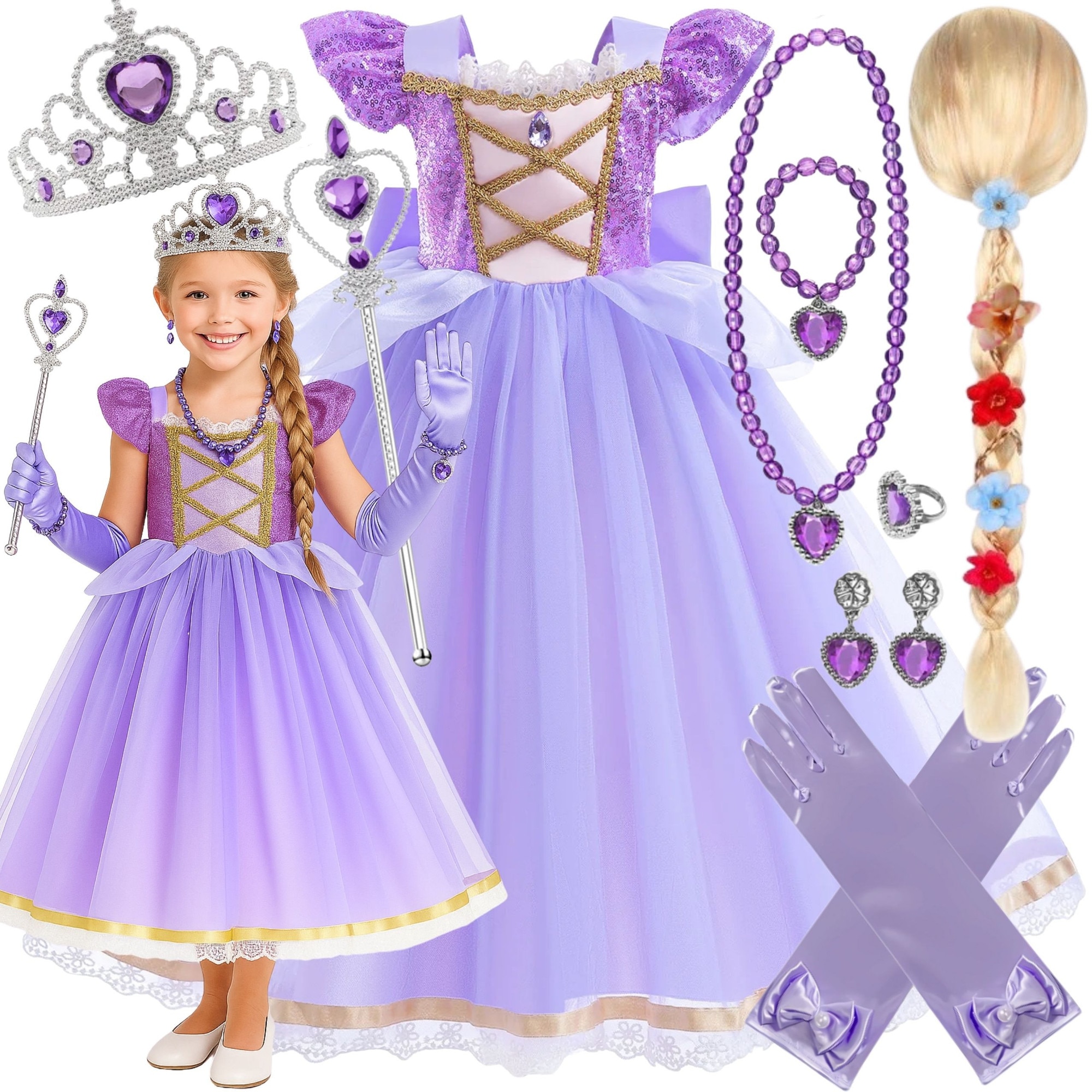 saan♡ Rochie Printesa Zana Florilor, Set Complet Accesorii, Marime 146