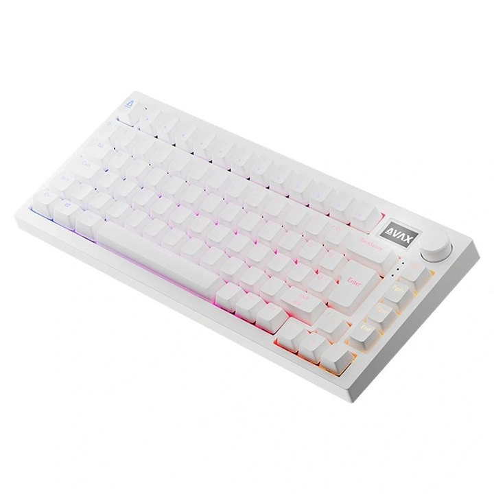 Tastatura gaming Avax GM02 PRO, mecanica, switch rosu, alb, wireless 2,4GHz, Bluetooth, TKL