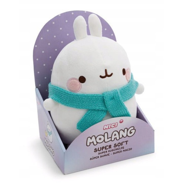 Iepuraș de plus NICI Molang, 24 cm, moale, cu esarfa