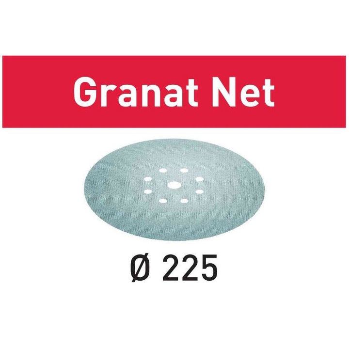 Discuri abrazive Granat Net D225 P240, set 25 buc, FESTOOL, 225mm, pentru materiale foarte prafoase