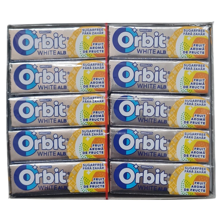 Guma Orbit WHITE cu Aroma de Fructe, 10 Pastile x 30 de pachete