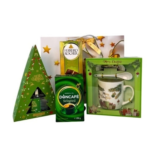 Pachet Christmas Delight, cu odorizant de camera, cafea Doncafe