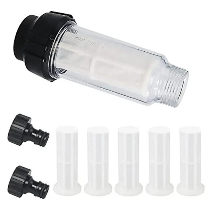 Filtru apa pentru furtun gradina 3/4 inch set 5 filtre 2 adaptoare alb