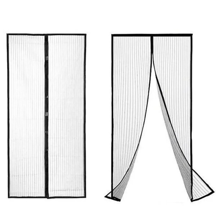 Plasa de tantari pentru usa SoftClose, magnetica, ajustabila 80/90/100 x 210/220 cm, cu prindere Velcro si pini, Negru, 100x220 cm